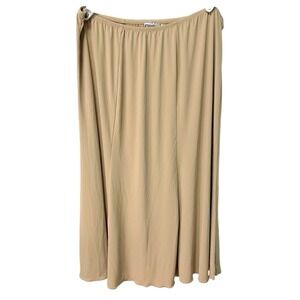 Simonton Says 3X Tan Midi Skirt Elastic‎ Waist Flared Polyester Spandex Skirt
